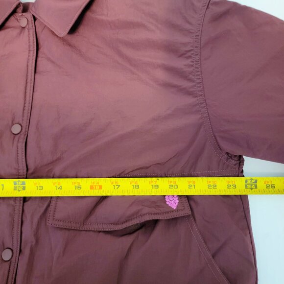 Free People FP Movement Sz Medium Off The Bleachers Coaches Jacket Wine NWT $148 - Picture 15 of 16